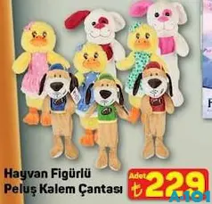 HAYVAN FİGÜRLÜ PELUŞ KALEM ÇANTA